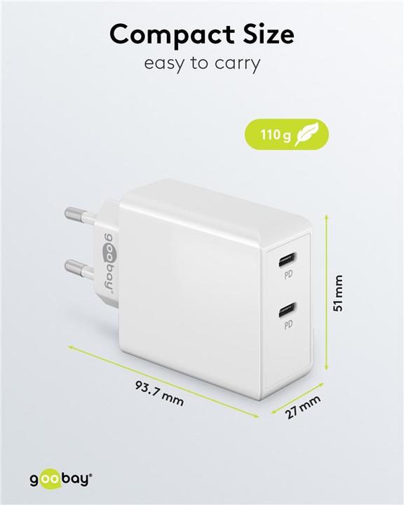 Produktbild Goobay Dual USB-C Schnellladegerät (36 W)