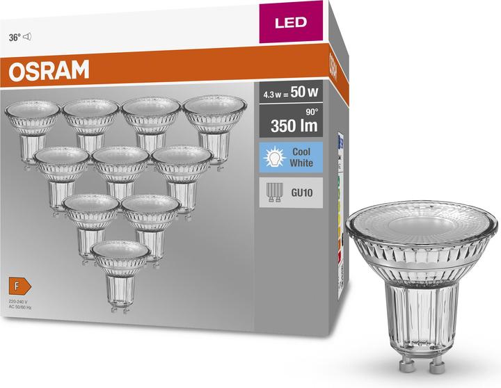 Productafbeelding Osram Basis PAR16 (GU10, 4.30 W, 350 lm, 10 x, F)