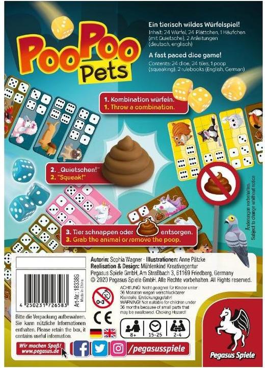 Produktbild Pegasus 18338G - Poo Poo Pets, Brettspiel, für 2 bis 4 Spieler, ab 8 Jahren (Deutsch)