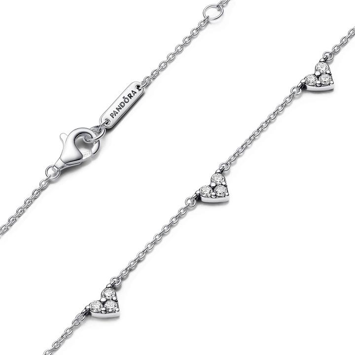 Image du produit Pandora Collier Triple Stone Heart Station (Argent sterling 925, 45 cm)