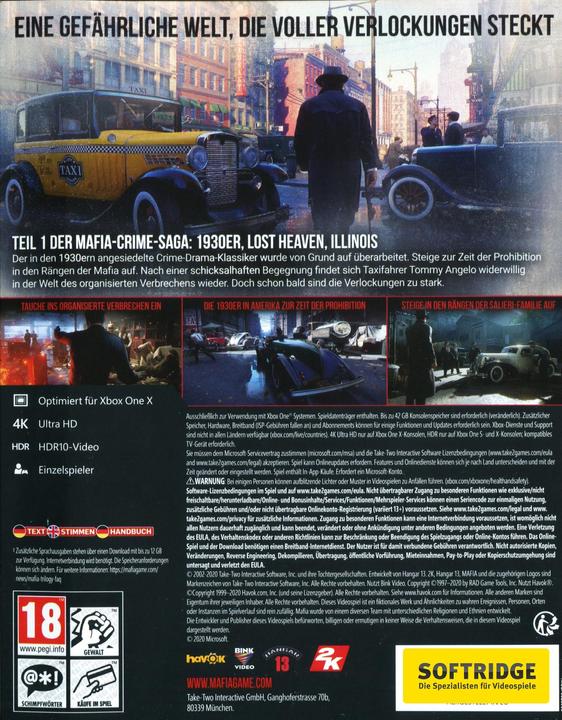 Image du produit 2K Games Mafia 1 Definitive Edition (Xbox One X, Xbox Series X, DE)