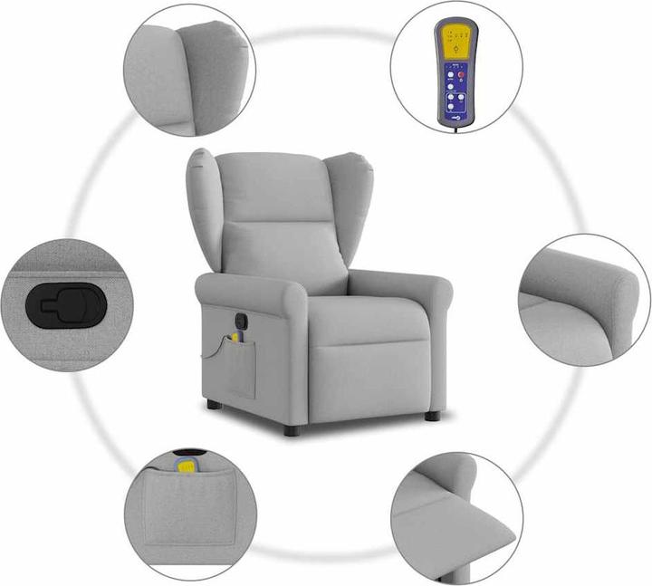 Produktbild VidaXL Massagesessel Wolkengrau Stoff Massage TV-Sessel