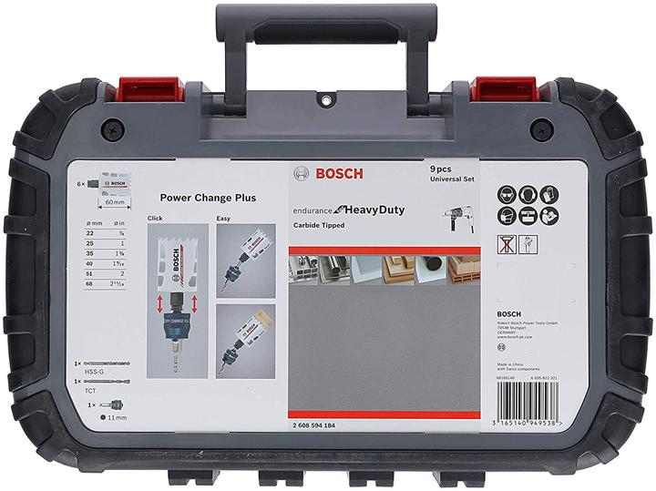 Actual product image Bosch Professional Zubehör Hole saw set Universal. Endurance for Heavy Duty.Carbide. 8-pcs. (22 mm, 25 mm, 35 mm, 40 mm, 68 mm, 51 mm)
