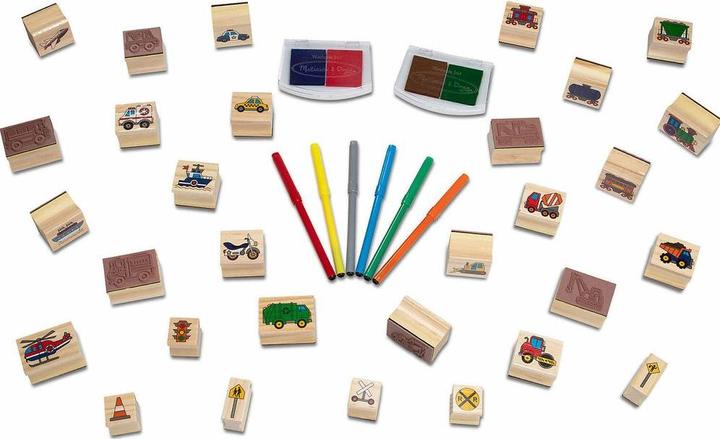 Actual product image Melissa & Doug Wooden stamp set vehicles