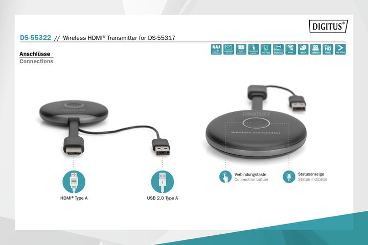 Produktbild Digitus Wireless HDMI Transmitter für DS-55317 (50 m, HDMI 1.4a)