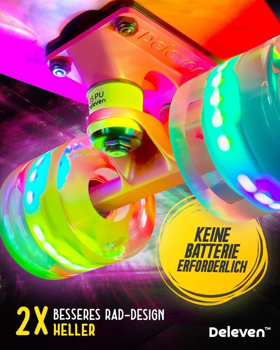 Produktbild Deleven Skateboard mit LED-Rollen für Anfänger (22.05")