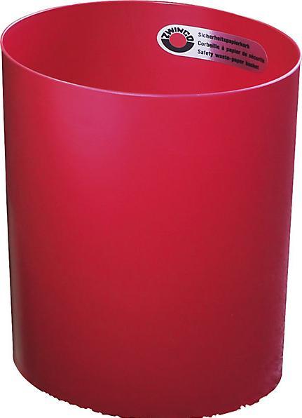 Actual product image Zwingo Safety paper bin with aluminium insert, capacity 13 l, Ø 245 mm, bordeaux. (13 l)