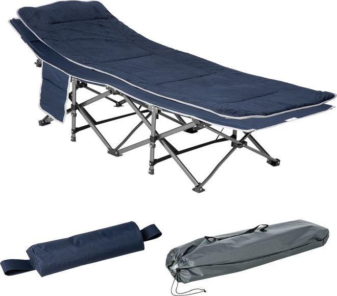 Swisshandel24 Campingbett klappbar Feldbett mit Kopfkissen, 188x64.5x53cm, dunkelblau