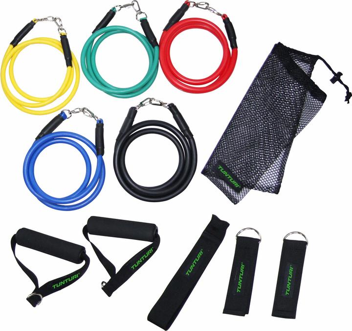 Tunturi Multifunktionales Widerstandsbänder Set - Resistance Band Set (1.20 m, Extra Léger, Léger, Moyen, Fort, Extra fort)