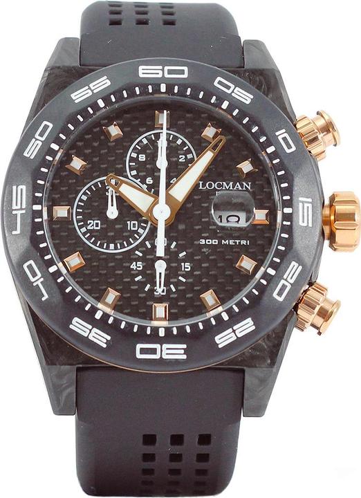 Image du produit Locman Italy Montre Homme Stealth Carbon Chronograph noir/rosé Ref. 0218 (Chronographe, 46 mm)