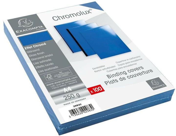 Produktbild Exacompta Einbanddeckel Chromolux 250 g/m², 100 Stück, Blau