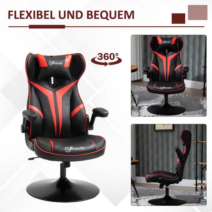 Produktbild Swisshandel24 Gamingstuhl ergonomisch Computerstuhl mit Wippfunktion Schwarz+Rot
