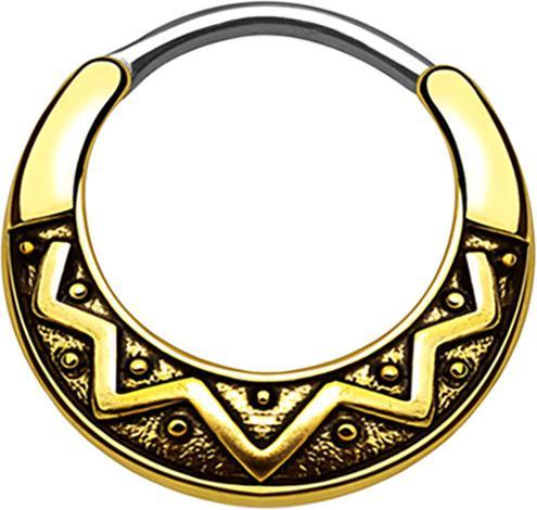 Image du produit Star Piercing Septum Tribal éventail doré (Laiton, Acier chirurgical 316L)