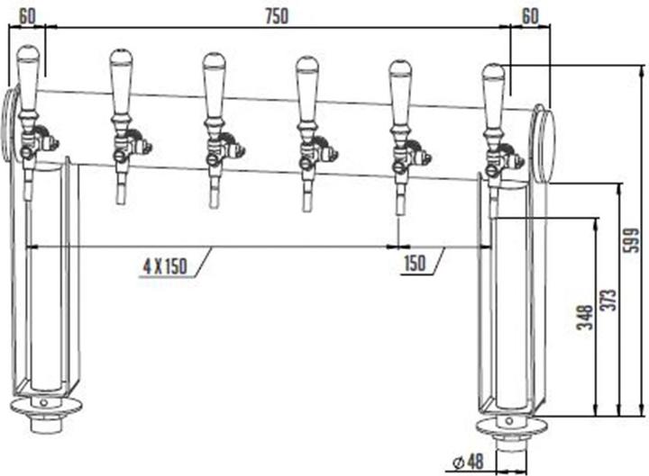 Produktbild Ich-zapfe Schanksäule, Bierzapfsäule - Naked Cold bridge 6-leitig