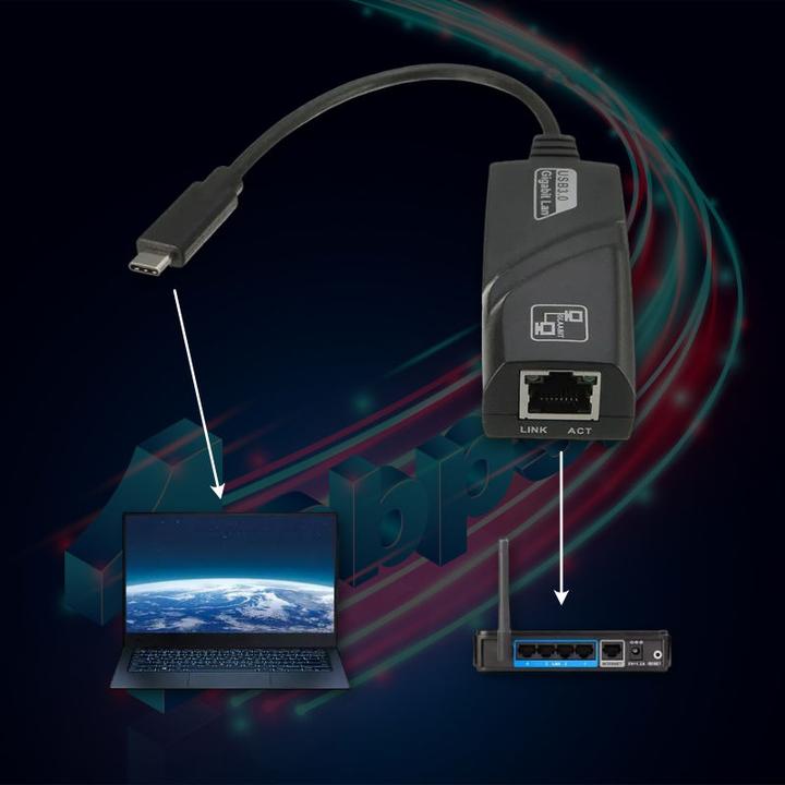 Produktbild Hermex LAN USB-C LAN zu USB-C Adapter Ethernet Adapter Ethernet USB-C Adapter (RJ45 (1x))