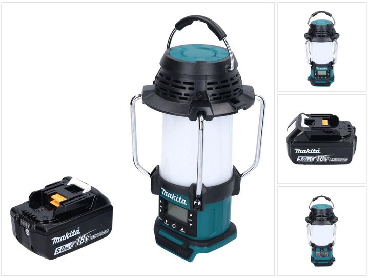 Immagine prodotto Makita DMR055T1 Radio con lanterna senza filtro 18V FM 360° + 1x batteria 5,0Ah - senza caricatore (FM, AM)