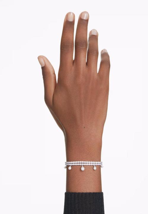 Immagine prodotto Swarovski x Ariana Grande Armband Kristallperle Rundschliff Weiss Rhodiniert (24 cm, Metallo Swarovski)
