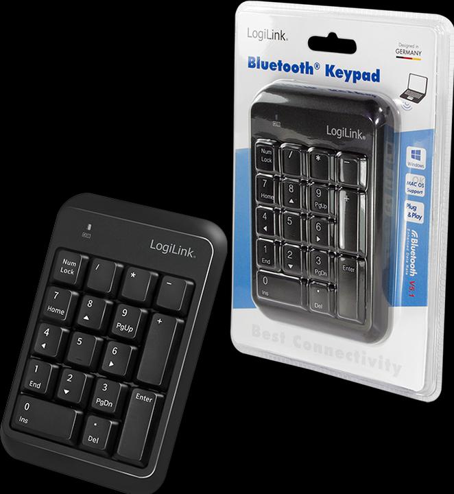 Productafbeelding LogiLink Toetsenbord Bluetooth, met 17 toetsen, V5.1, zwart (Nummerblok, Draadloze)