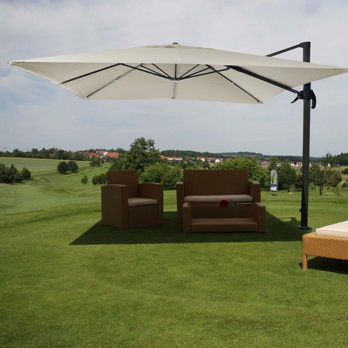 Produktbild Mendler Gastronomie-Ampelschirm, 3x4m (Ø5m) Polyester Alu/Stahl 26kg - creme-grau ohne Ständer, drehbar