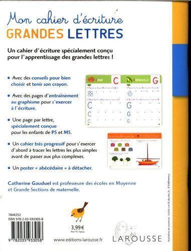 Image du produit Mon cahier d'écriture, grandes lettres : PS-MS, dès 3 ans (Français, Collectif, 2017)