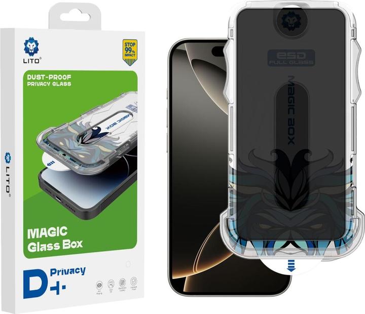 Actual product image Lito Armoured glass privacy incl. installation tool (1 Piece, Apple iPhone 16 Plus)