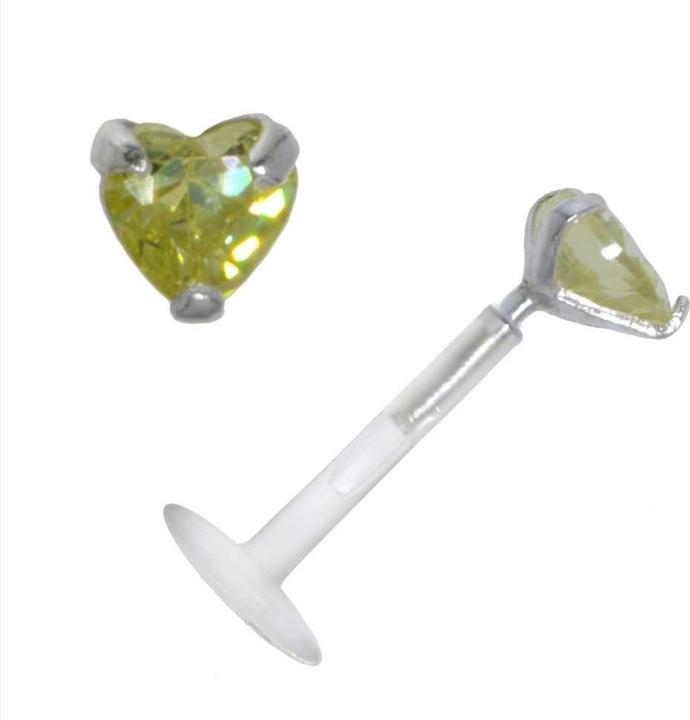 Bijouteria Piercing für Lippe/Tragus (Bioplast, Silber 925, Zirkonia)
