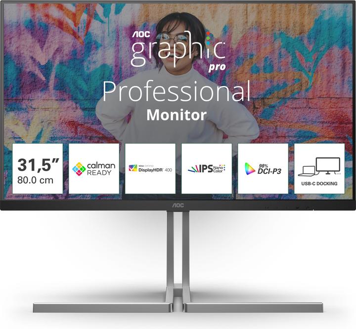 Actual product image AOC U32U3CV 31.5p Nano IPS WLED UHD (3840 x 2160 Pixels, 31.50")