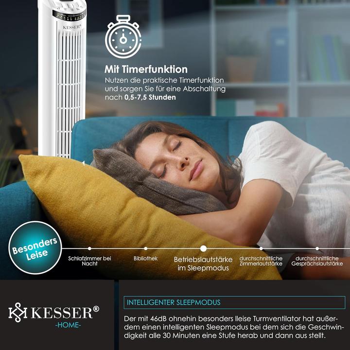Actual product image Kesser Turmventilator mit Timer und Fernbedienung (51.50 dB)