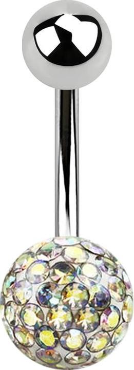 Produktbild Star Piercing Banane silber mit Kugel und Kristall Kugel multicolor Epoxy Schutzschicht (Chirurgenstahl 316L)