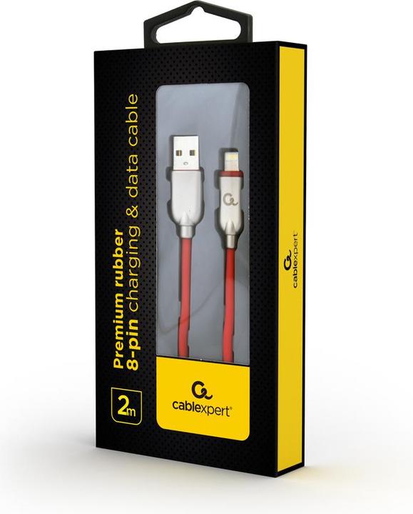Produktbild Gembird USB 2.0 (AM/8-pin lightning M) 2m oplot gumowy czerwony (2 m, USB 2.0)