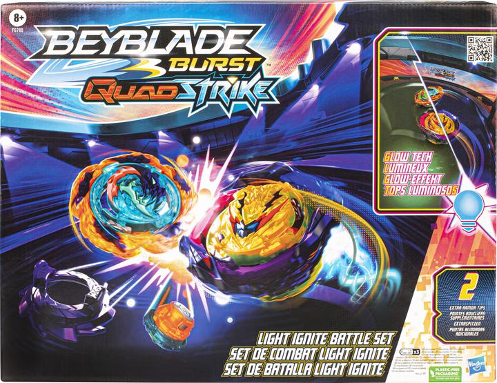 Productafbeelding Hasbro Beyblade Burst QuadStrike Light Ignite Beyblade Stadion Strijdset (Duits, Frans, Italiaans, Engels, Nederlands, Zweeds, Noors, Pools)