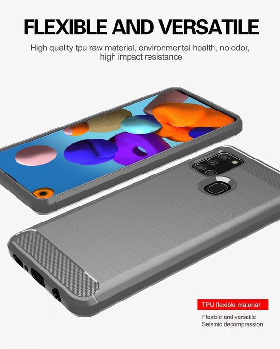Actual product image Cadorabo TPU Ultra Slim carbon stainless steel Combi Cover (Samsung Galaxy A21s)
