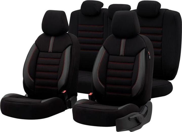 Produktbild Amio Universelle Stoffe/Ledersitzabdeckungsset 'Limited' Black + Red Sticks - 11 - Party - Geeignet für S