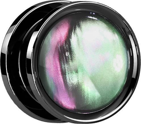 Produktbild Star Piercing Flared Plug schwarz Muschelschale (ohne Messing, Chirurgenstahl 316L)