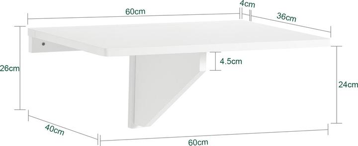Actual product image SoBuy Kitchen folding wall table (60 x 40 x 6 cm)