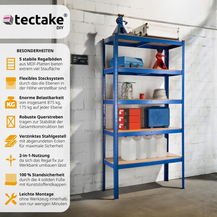 Image du produit tectake Etagère charge lourde 5 niveaux