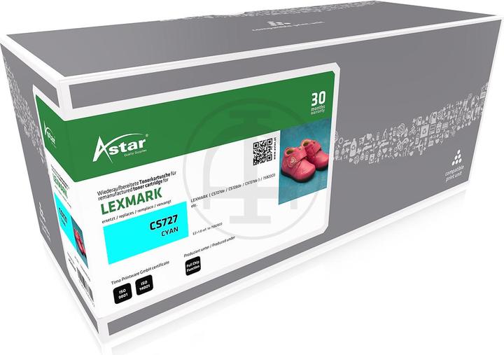 Image du produit Astar AS20330 LEXMARK 75B20C0 CS/CX toner cyan rénové 10.000pages