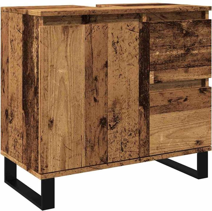 Produktbild VidaXL Waschbeckenunterschrank Unterschrank Badschrank Badmöbel Altholz-Optik (65 x 33 x 60 cm)
