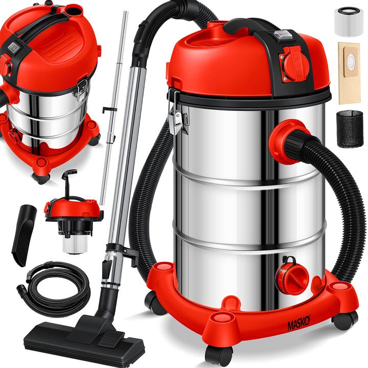 Image du produit Masko Aspirateur industriel sans sac rouge (Aspirateur eau et poussière)