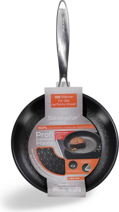 Actual product image Silverstar Stainless steel pan 24 cm with non-stick coating for induction and oven (Pan set + pot set, Stainless steel)