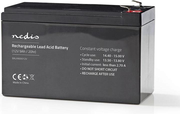 Image du produit Nedis Batterie au plomb rechargeable 12 V - 9000 mAh - 150 x 65 x 95 mm - Pour alimentation de secours (12 V, 9 Ah)