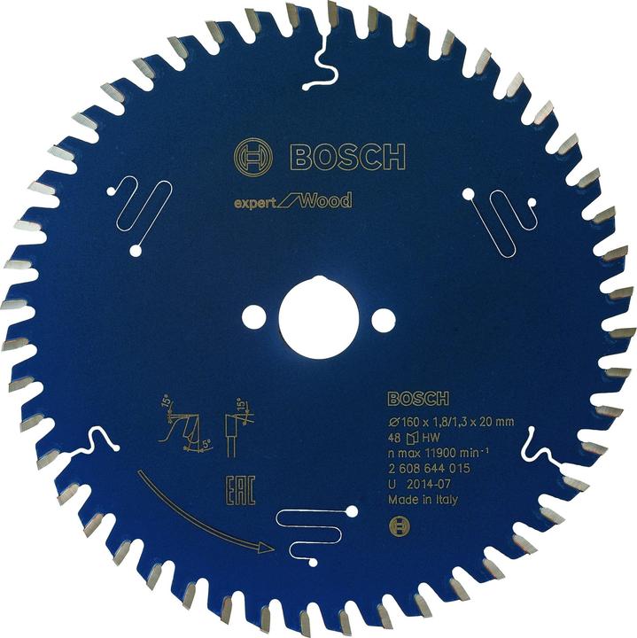 Bosch Professional Zubehör Kreissägeblatt Expert for Wood, 160 x 20 x 2,2 mm, 48