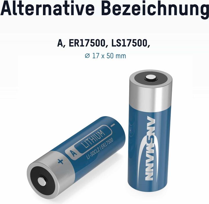 Actual product image Ansmann Battery A ER17500 3.6V Lithium thionyl chloride (1 pcs., A, 3600 mAh)