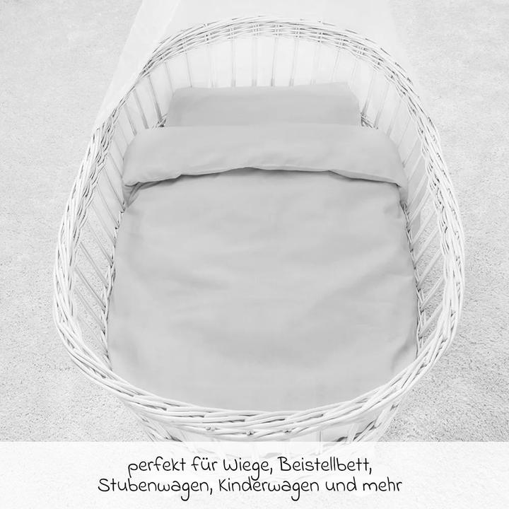 Produktbild Makian Babybettwäsche & Bettsets Bettwäsche 80 x 80 cm - Uni - Grau (80 x 80 cm, 35 x 40 cm)