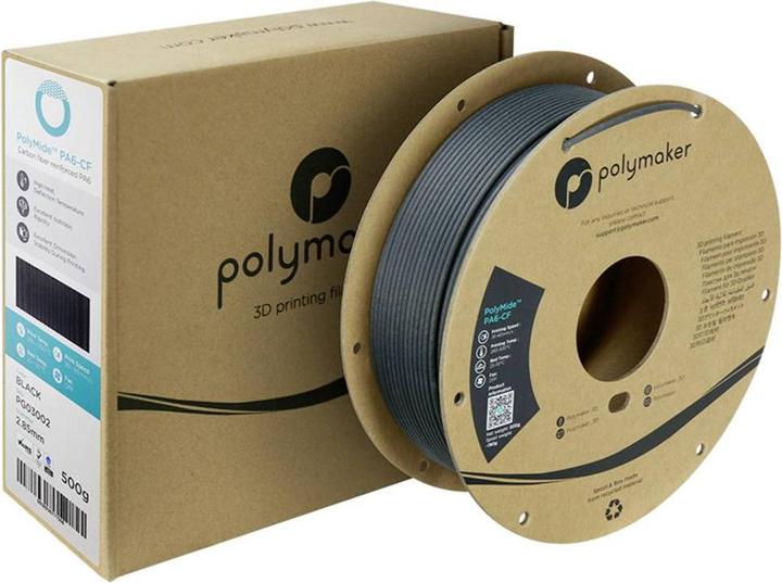 Actual product image Polymaker PolyMide PA6-CF V2 - Black - 2.85mm - 500g (Nylon, Carbon, 2.85 mm, 500 g, Black)