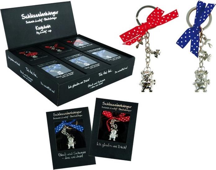 Actual product image small foot Keyring set, lucky pig, 2x6 pcs.