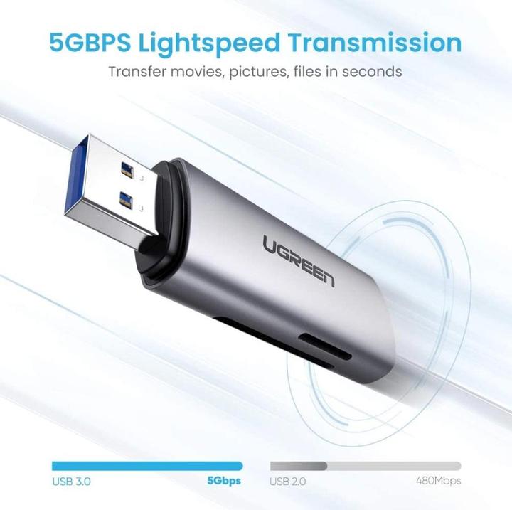 Image du produit Ugreen Adaptateur CM216 SD/TF USB 3.0 (gris)