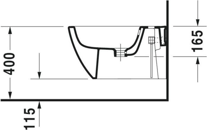Actual product image Duravit Wall-mounted bidet HAPPY D.2 m ÜL HLB 355x540mm 1 HL anthr matt WG