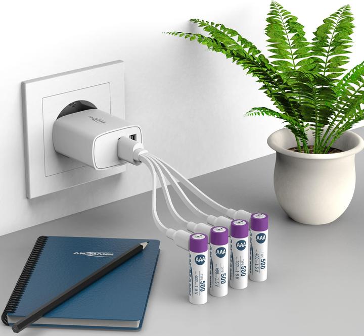 Immagine prodotto Ansmann LR03 USB-C Micro (AAA) batteria ricaricabile Li-Ion 500 mAh 1,5 V 4 pz. (4 pz., AAA, 400 mAh)