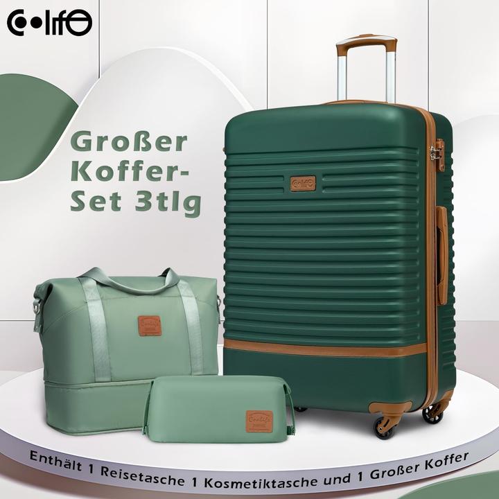 Produktbild Coolife 3-teiliges Hartschalen-Koffer-Set (93 l, Handgepäck (bis 50l), L (90 - 115l))